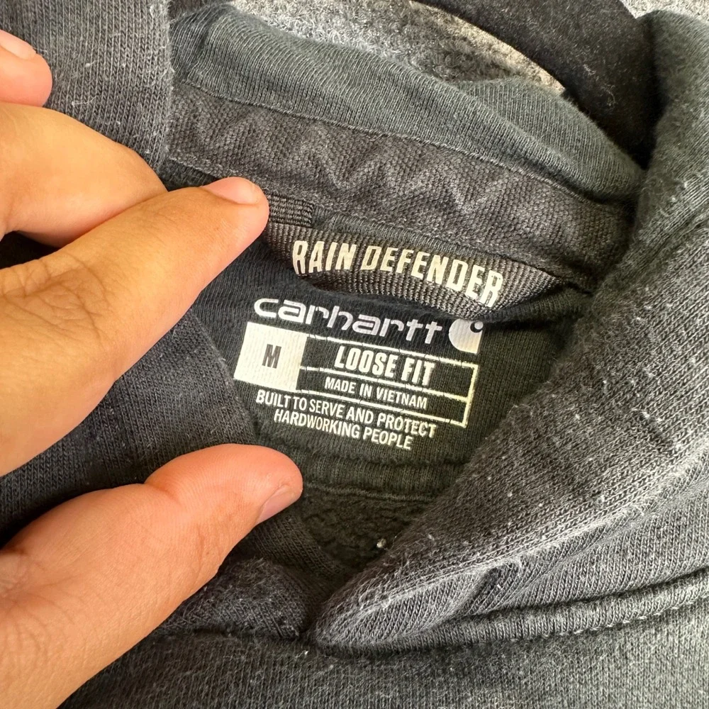 Carhartt Rain Defender Hoodie Mens Medium Black Heavyweight Workwear Pullover